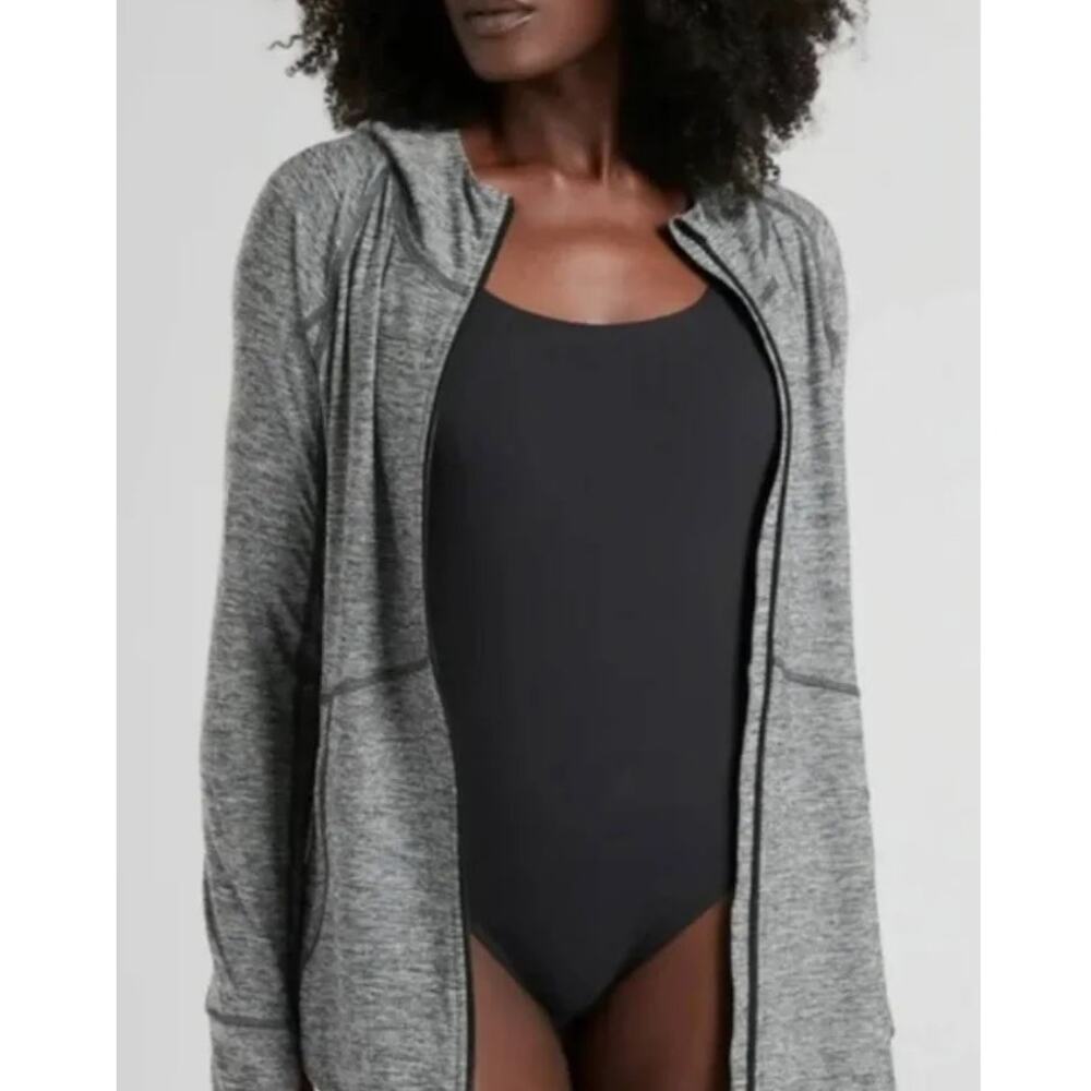 Athleta Pacifica Baja UPF Jacket Heather Gray Size Medium Performance Gear